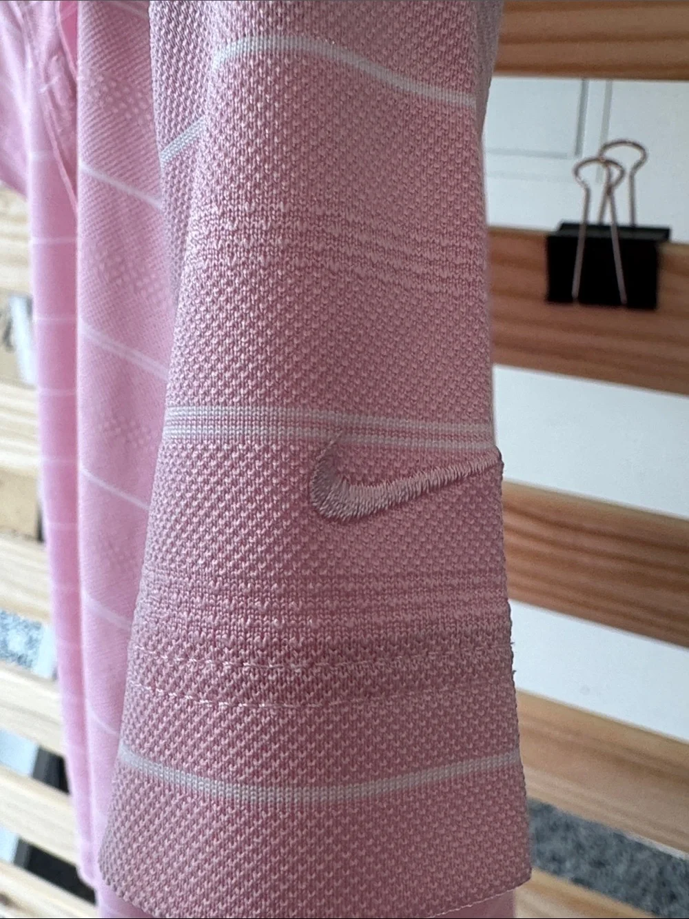 Nike Golf Pink Striped Short Sleeve Polo Tee